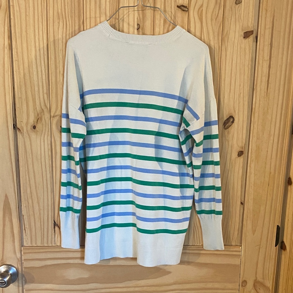 LOFT Multicolor Striped Crew Neck Sweater